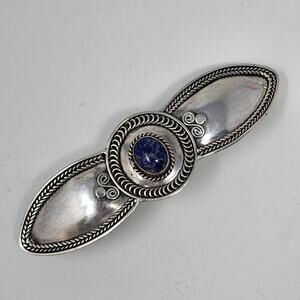 Sterling Silver Vintage Lapis Lazuli Hair Barrette